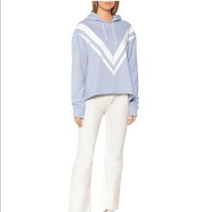 Tory Burch Sky Blue and White Chevron Hoodie